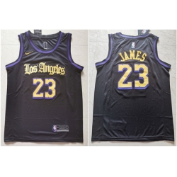 Lakers 23 Lebron James Black City Edition Nike Swingman Jersey