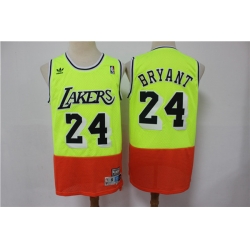 Lakers 24 Kobe Bryant Fluorescent Green Orange Split Hardwood Classics Jersey