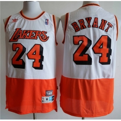 Los Angeles Lakers 24 Kobe Bryant White Orange Split Hardwood Classics Jersey