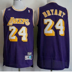 Men Adidas Lakers 24 Kobe Bryant Purple Throwback NBA Jersey