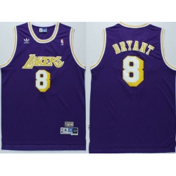 Men Adidas Lakers 8 Kobe Bryant Purple Throwback NBA Jersey