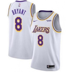 Men Lakers 8 Kobe Bryant White Nike Swingman Sponsor Logo Jersey