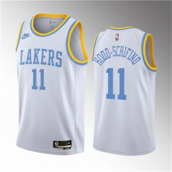 Men Los Angeles Lakers 11 Jalen Hood Schifino White 2023 Draft Classic Edition Stitched Basketball Jersey