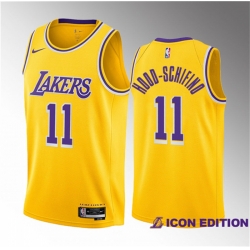 Men Los Angeles Lakers 11 Jalen Hood Schifino Yellow 2023 Draft Icon Edition Stitched Basketball Jersey