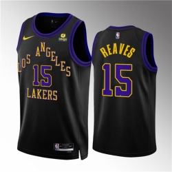 Men Los Angeles Lakers 15 Austin Reaves Black 2023 24 City Edition Stitched Basketball Jersey