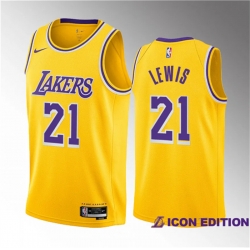 Men Los Angeles Lakers 21 Maxwell Lewis Yellow 2023 Draft Icon Edition Stitched Basketball Jersey
