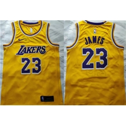 Men Los Angeles Lakers 23 LeBron James Yellow Stitched Basketball Jersey