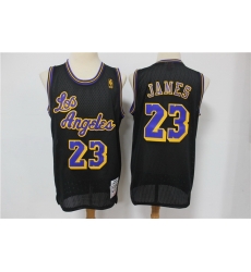 Men Los Angeles Lakers 23 Lebron James Black Mesh Hardwood Classics Jersey