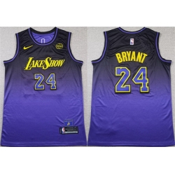 Men Los Angeles Lakers 24 Kobe Bryant Purple 2024 Stitched Basketball Jersey