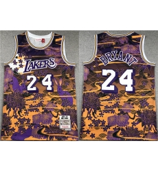 Men Los Angeles Lakers 24 Kobe Bryant Purple Yellow Throwback Basketball Jersey