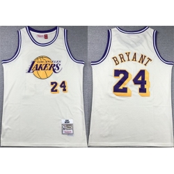 Men Los Angeles Lakers 24 Kobe Bryant White Throwback Basketball Jersey