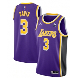 Men Los Angeles Lakers 3 Anthony Davis Purple 75th Anniversary Stitched Jersey