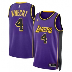 Men Los Angeles Lakers 4 Dalton Knecht Purple 2024 Draft Statement Edition Stitched Basketball Jersey