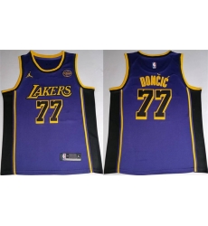 Men Los Angeles Lakers 77 Luka Docic Puple 2025 Stitched Basketball Jersey