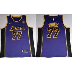 Men Los Angeles Lakers 77 Luka Docic Puple 2025 Stitched Basketball Jersey