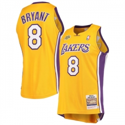 Men Los Angeles Lakers 8 Kobe Bryant Gold Throwback Stitched Basketball Jersey