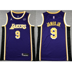 Men Los Angeles Lakers 9 Bronny James Jr  Purple Stitched Basketball JerseyS