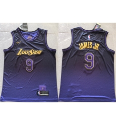 Men Los Angeles Lakers 9 Bronny James Purple 2024 City Edition Stitched Basketball Jersey