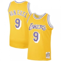 Men Los Angeles Lakers 9 Nick Van Exel Swingman Gold Home Basketball Jersey