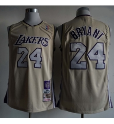 Men Los Angeles Lakers Kobe Bryant 24 Mitchell Ness Rice Yellow NBA Jersey