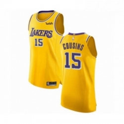 Mens Los Angeles Lakers 15 DeMarcus Cousins Authentic Gold Basketball Jersey Icon Edition 