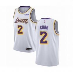 Mens Los Angeles Lakers 2 Quinn Cook Authentic White Basketball Jersey Association Edition 