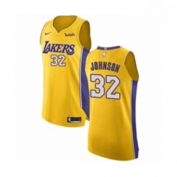 Mens Los Angeles Lakers 32 Magic Johnson Authentic Gold Home Basketball Jersey Icon Edition