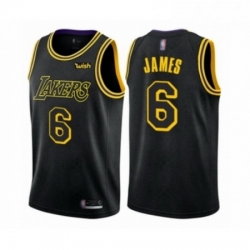 Mens Los Angeles Lakers 6 LeBron James Authentic Black City Edition Basketball Jersey 