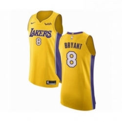 Mens Los Angeles Lakers 8 Kobe Bryant Authentic Gold Home Basketball Jersey Icon Edition