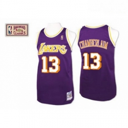 Mens Mitchell and Ness Los Angeles Lakers 13 Wilt Chamberlain Authentic Purple Throwback NBA Jersey