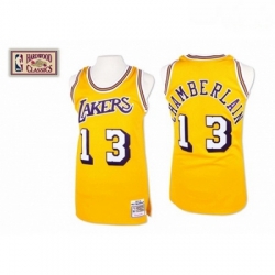 Mens Mitchell and Ness Los Angeles Lakers 13 Wilt Chamberlain Swingman Gold Throwback NBA Jersey