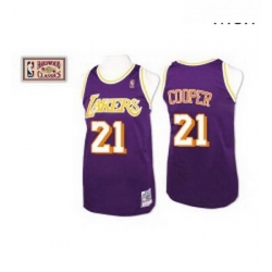 Mens Mitchell and Ness Los Angeles Lakers 21 Michael Cooper Authentic Purple Throwback NBA Jersey