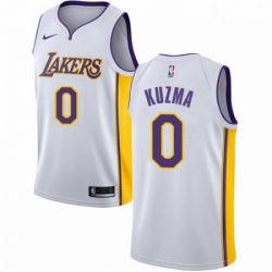 Mens Nike Los Angeles Lakers 0 Kyle Kuzma Swingman White NBA Jersey Association Edition 