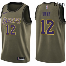 Mens Nike Los Angeles Lakers 12 Channing Frye Swingman Green Salute to Service NBA Jersey 