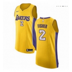 Mens Nike Los Angeles Lakers 2 Derek Fisher Authentic Gold Home NBA Jersey Icon Edition 