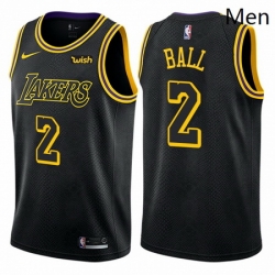 Mens Nike Los Angeles Lakers 2 Lonzo Ball Authentic Black City Edition NBA Jersey