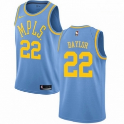 Mens Nike Los Angeles Lakers 22 Elgin Baylor Authentic Blue Hardwood Classics NBA Jersey