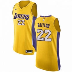 Mens Nike Los Angeles Lakers 22 Elgin Baylor Authentic Gold Home NBA Jersey Icon Edition