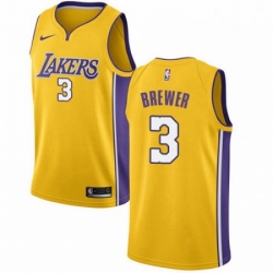 Mens Nike Los Angeles Lakers 3 Corey Brewer Swingman Gold Home NBA Jersey Icon Edition 