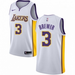 Mens Nike Los Angeles Lakers 3 Corey Brewer Swingman White NBA Jersey Association Edition 