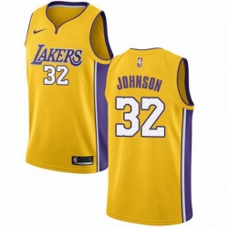 Mens Nike Los Angeles Lakers 32 Magic Johnson Swingman Gold Home NBA Jersey Icon Edition