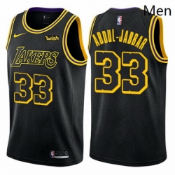 Mens Nike Los Angeles Lakers 33 Kareem Abdul Jabbar Swingman Black City Edition NBA Jersey