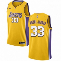 Mens Nike Los Angeles Lakers 33 Kareem Abdul Jabbar Swingman Gold Home NBA Jersey Icon Edition