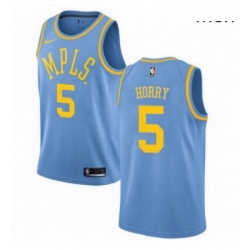 Mens Nike Los Angeles Lakers 5 Robert Horry Authentic Blue Hardwood Classics NBA Jersey