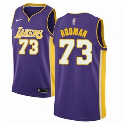 Mens Nike Los Angeles Lakers 73 Dennis Rodman Swingman Purple NBA Jersey Statement Edition