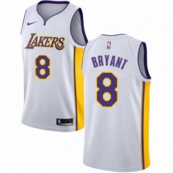 Mens Nike Los Angeles Lakers 8 Kobe Bryant Authentic White NBA Jersey Association Edition