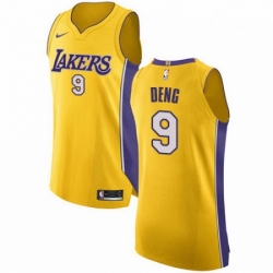 Mens Nike Los Angeles Lakers 9 Luol Deng Authentic Gold Home NBA Jersey Icon Edition 