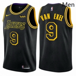 Mens Nike Los Angeles Lakers 9 Nick Van Exel Authentic Black City Edition NBA Jersey 