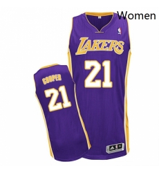 Womens Adidas Los Angeles Lakers 21 Michael Cooper Authentic Purple Road NBA Jersey