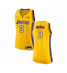 Womens Los Angeles Lakers 3 Corey Brewer Authentic Gold Home Basketball Jersey Icon Edition 